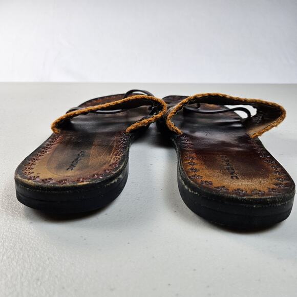Peruvian Uzutas Leather Sandals Handmade Women 9.5 Boho Flats Woven Thong Loop - Picture 10 of 13